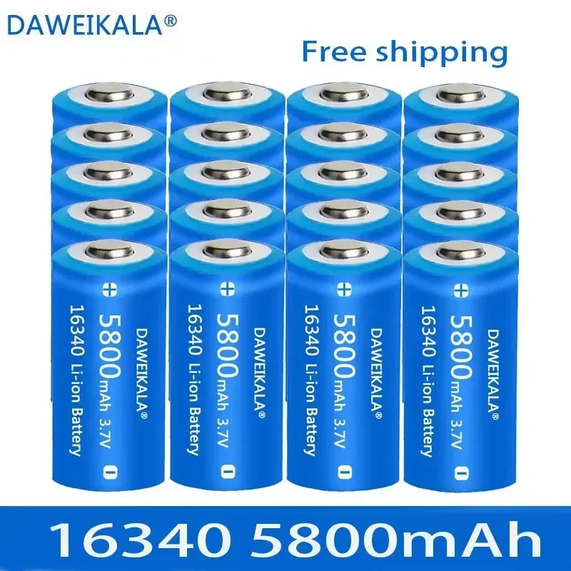 Rechargeable Lithium Batteries 5800mAh 3.7V Li-ion 16340 CR123A For LED Flashlight Travel Wall Charger