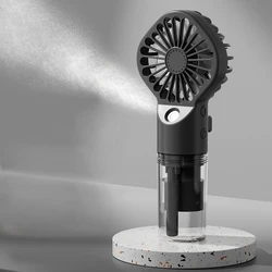 Compact USB Rechargeable Mist Fan - Handheld Low Noise Cooling with 4 - Speed Settings (Black)