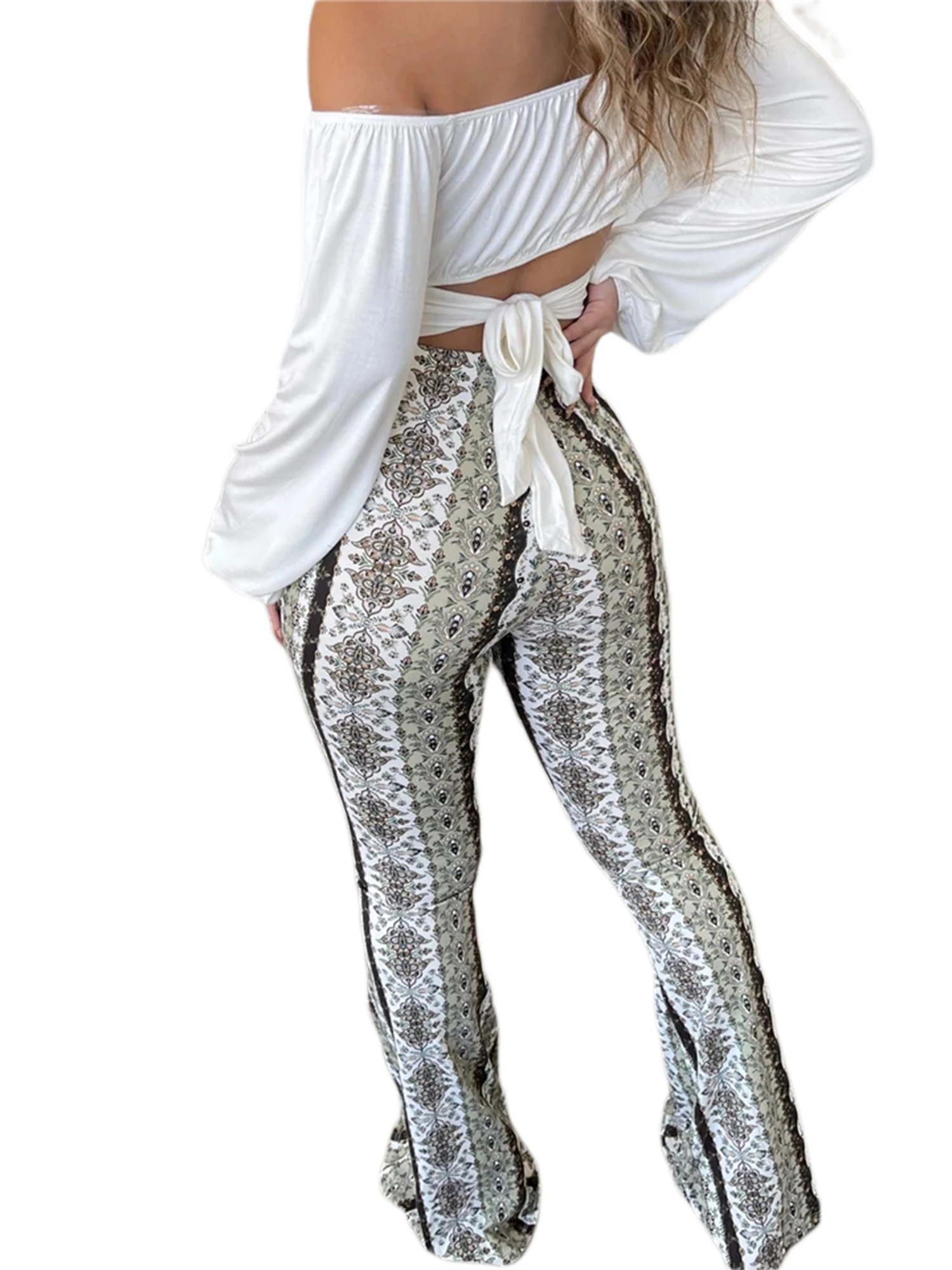 Brandy Print Flare Pants - Multi  Printed flare pants, Flare pants boho, Flared  pants outfit