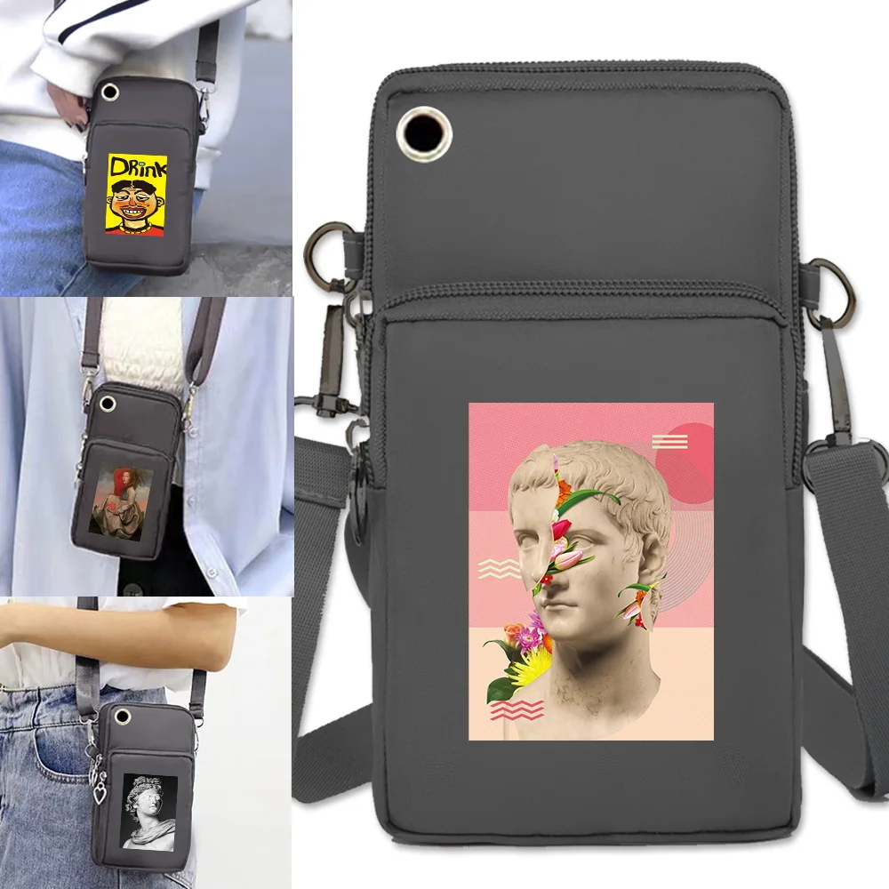 

New Phone Bag Universal IPhone/Huawei/xiaomi Handbags Women Purse Simple Cell Phone Waterproof Wallet Shoulder Bag Funny Print
