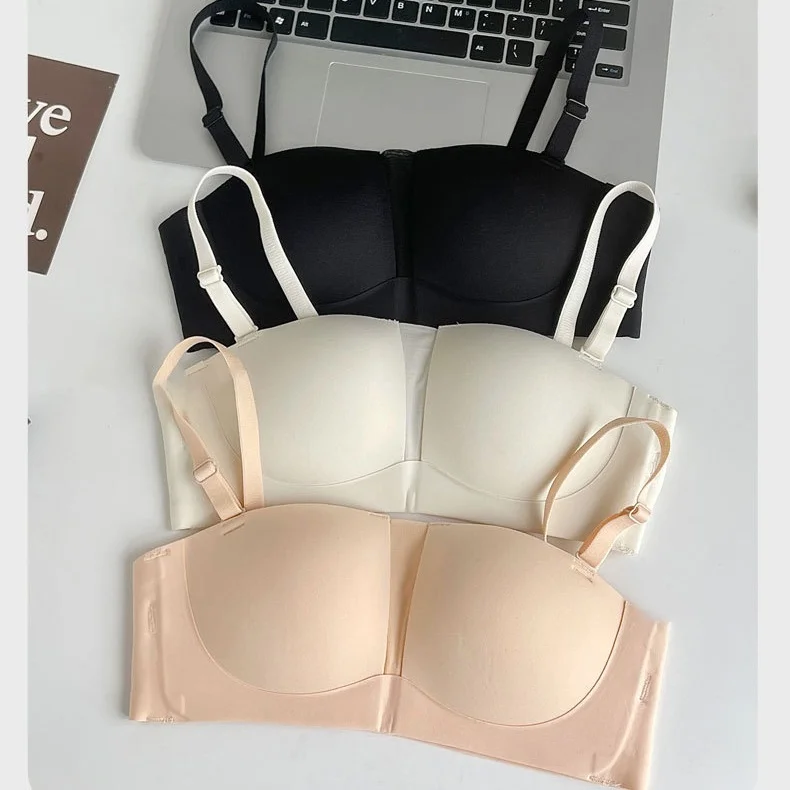 

New Seamless Strapless Anti-slip Underwear Women Wireless Small Breast Push-up Bra