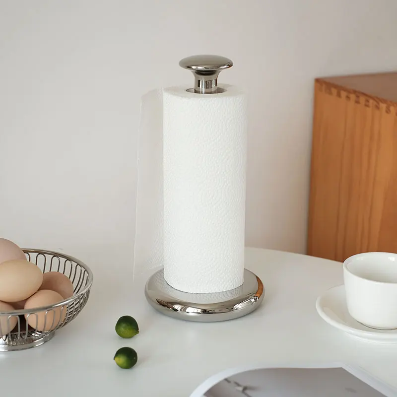 

Light luxury kitchen tissue holder 304 stainless steel roll paper holder vertical model living room