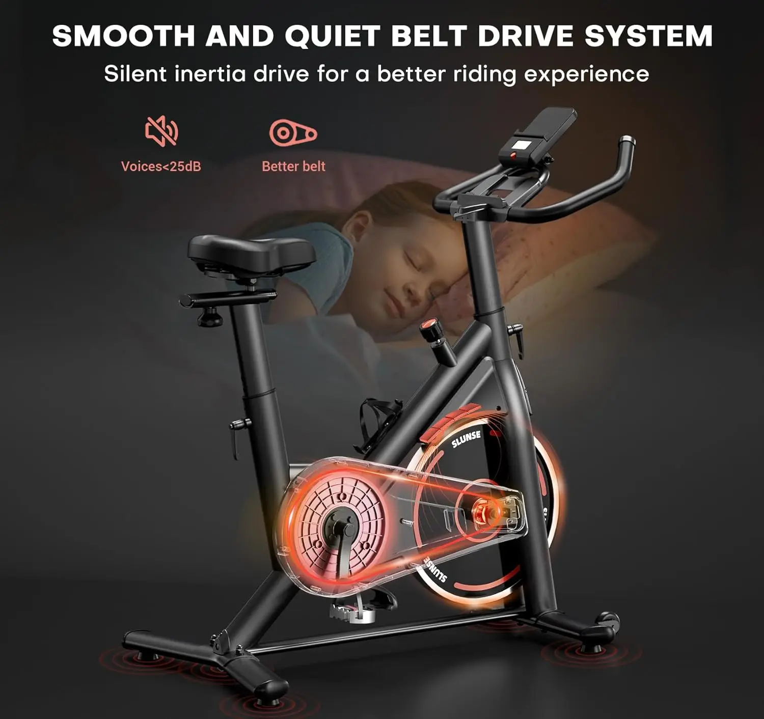 Adjustable Magnetic Resistance Brake Stationary Bikes for Home, Quiet Indoor Cycling Bike with Upgraded Seat Cushion, Digital Mo