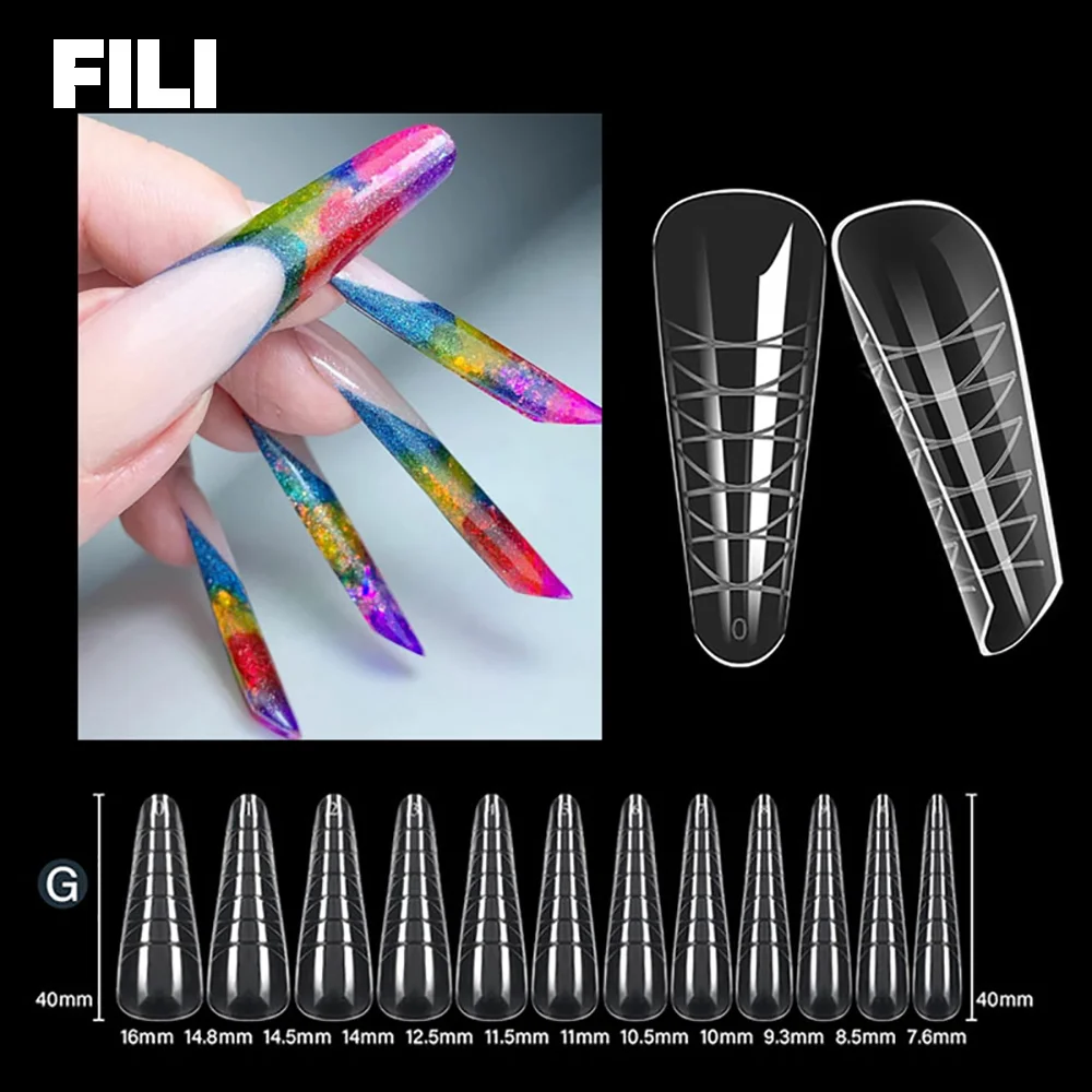 Style 3) Press on False Nails Full Cover False Nails Coffin Nails Tips  Clear False Nail Tips DIY Nail Extension Manicure Tool on OnBuy