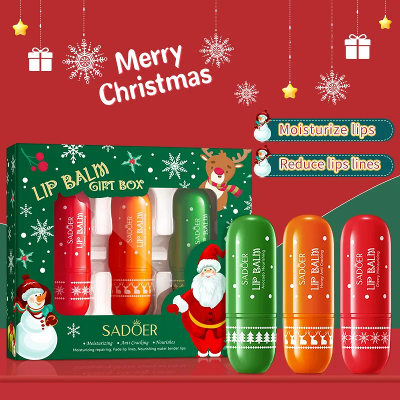 SADOER Christmas Hand Cream Lip Balm Hand Mask Foot Masks Moisturizing Anti Wrinkle Whitening Hands Feet Lips Skin Care Sets