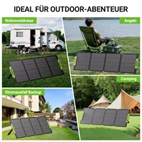 Panneau solaire portable pliable de 400W avec plusieurs connecteurs, chargeur solaire léger et étanche pour stations d'alimentation, camping-car, camping et randonnée 8