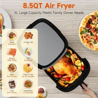 8.5QT with View Window Large Airfryer, 8-in-1 Digital Control, 400°F Temp Controls, Nonstick Dishwasher-Safe, Space-Saving 2