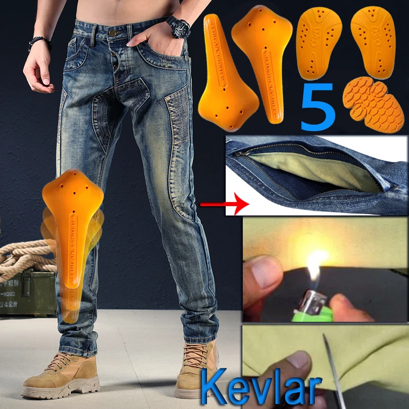 

Kevlar Motorcycle riding jeans South Korea Pants retro Japan Men Moto Protection Jeans Racing Sports Aramid Motocross Protectiv