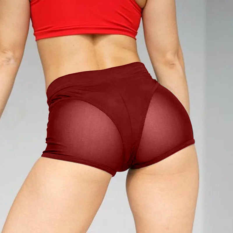 Women Shorts Shorts Elasticity Knitted Mesh Stitching Personalized Sexy Sports Stretch Summer Comfortable Breathable Solid trendy plus size clothing Shorts