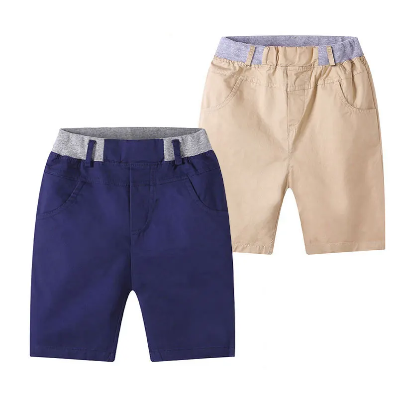Summer Boys Shorts Solid Color Children's Cargo Pants Teenager School Capris Woven Baby Casual Pants Kids Trousers Clothing