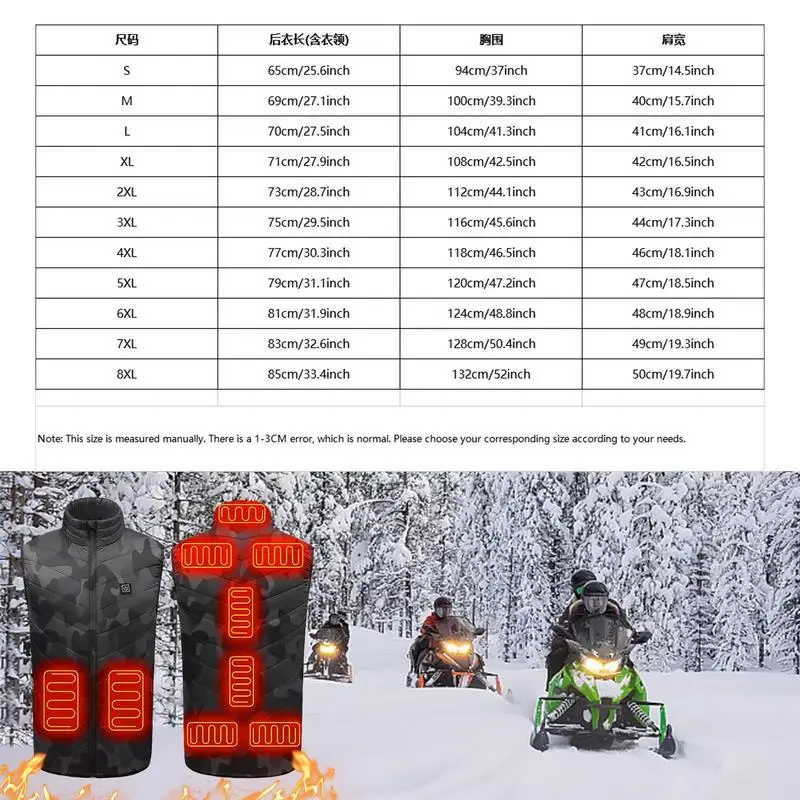 Motorcycle Heated Vest Winter Warm Electric Heated Vest USB Heating Temperature Control Thermal Jacket Men Women Ski Coat