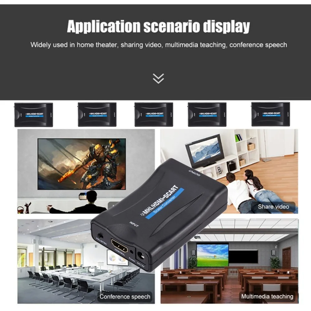 PzzPss 1080P HDMI-SCART   ȣȯ  ȯ AV ȣ  HD ű TV DVD, ̱/EU  ÷ 