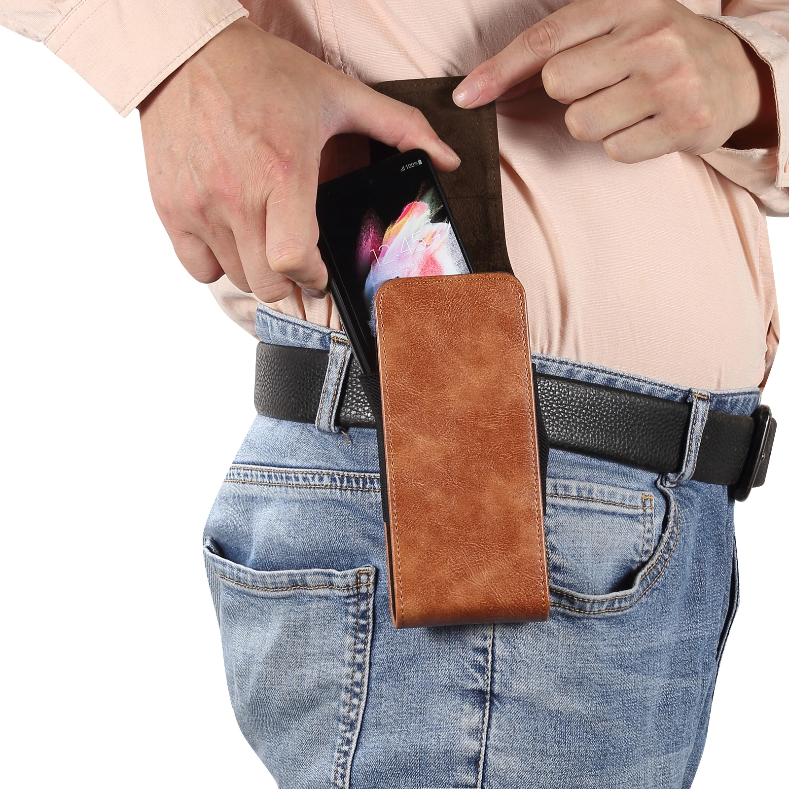 Elegant Leather Belt Clip Case - Premium Waist Bag & Holster Pouch