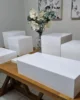 White Buffet Acrylic Riser Cube ,Decorative Acrylic Storage Boxes, Food Buffet Riser for Wedding, Party,Cakes 2