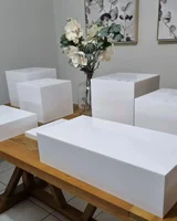 White Buffet Acrylic Riser Cube ,Decorative Acrylic Storage Boxes, Food Buffet Riser for Wedding, Party,Cakes 2