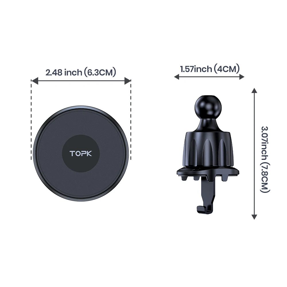 TOPK Magnetischer Autotelefonhalter, Entlüftungsschlitze, Autotelefonständer für Magsafe iPhone 15 14 13 Pro Max, Xiaomi Samsung, starker Magnethalter – Detail 9