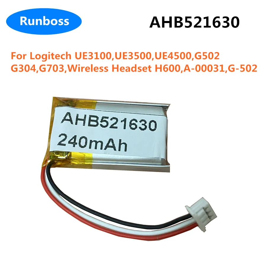 Bateria de Substituição Li-polymer para Logitech Plugue Acumulador de Fios H600 Ue3500 Ue4500 Ue3100 G502 240mah Ahb521630 Novo - Image 5