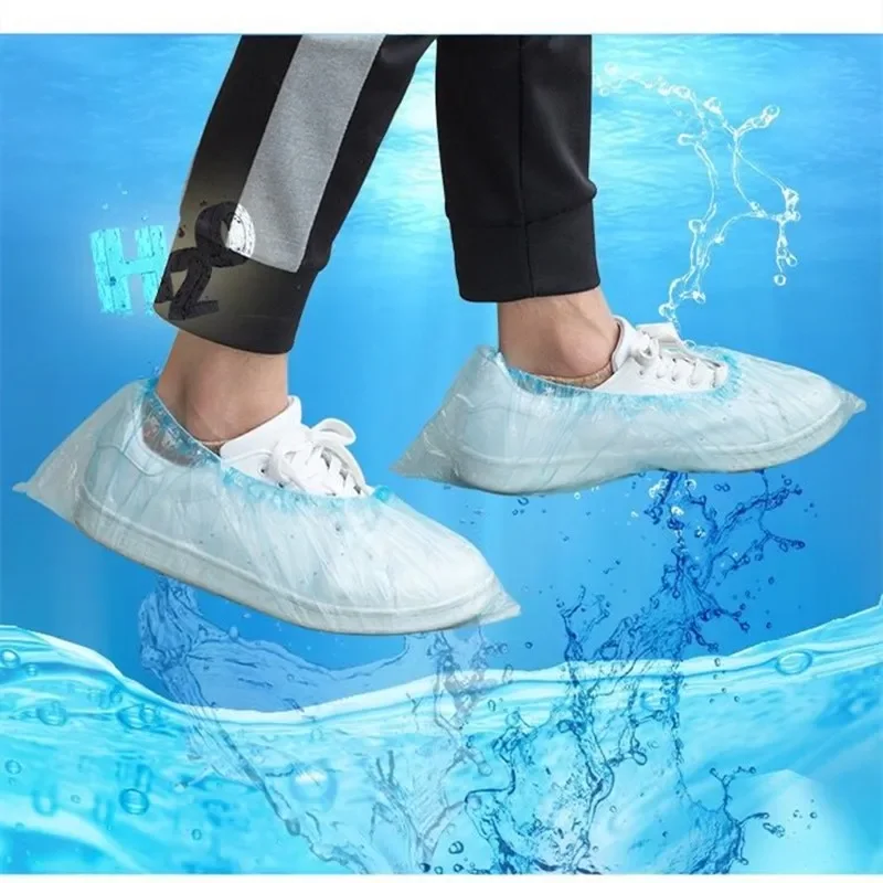 100 PCS Plastic Disposable Shoe Covers Cleaning Overshoes Outdoor Rainy Day Carpet Cleaning Shoe Cover Waterproof Shoe Covers 2