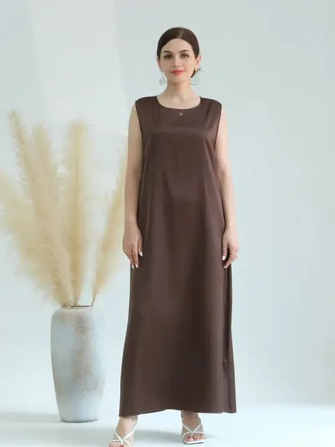 Dubaï Abaya blanc noir Satin modeste robes africaines pour femmes Islam vêtements Musulman à l'intérieur Robe Robe Musulmane Femme robes