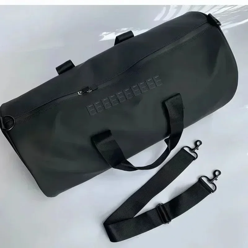 Classic Brand Women's Leather Airport Luggage Bag Large Capacity Cylinder Bag Weekend Handbag Men's Waterproof Travel