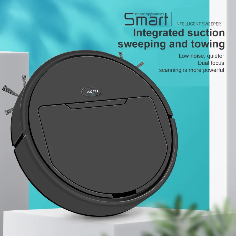 Portable Vacuum Cleaner Robot Vacuum Cleaner 6000PA Smart Robot Vacuum Cleaner USB Charging 3-In-1Smart Sweeping Robot Spray Sweeper Floor Cleaner Dry Wet Cleaning 1200mAH