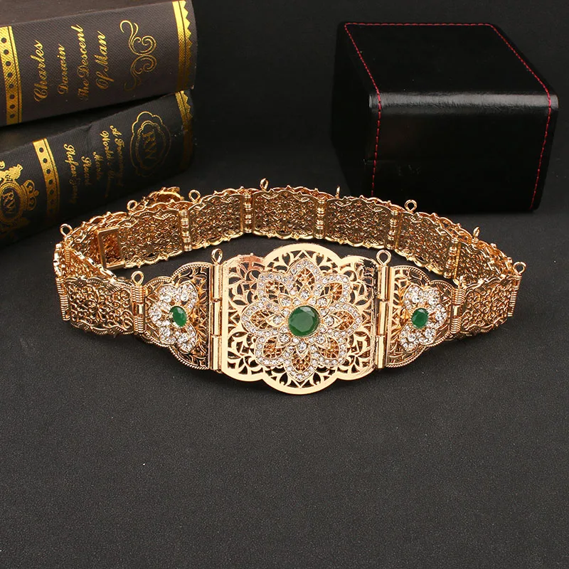 Moroccan Ladies Metal Waist Chain French Wedding Bridal Waist Chain Wedding Gift Arabian Robe Dress Body Band Gold Color bridal waistband bridal dress decoration