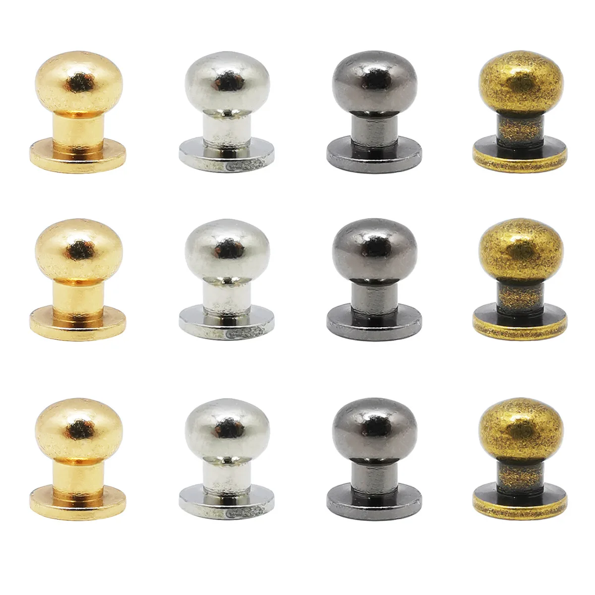 Metal Rivets Belt Strap Rivets Metal Studs Copper Rivets Leather Rivets Pearl Rivets 2-5Sets Knob Screw Rivets Studs DIY Crafts Leather Belt Watch Band Round Monk Head Spikes Punk Bag Clothes Nail Buckles