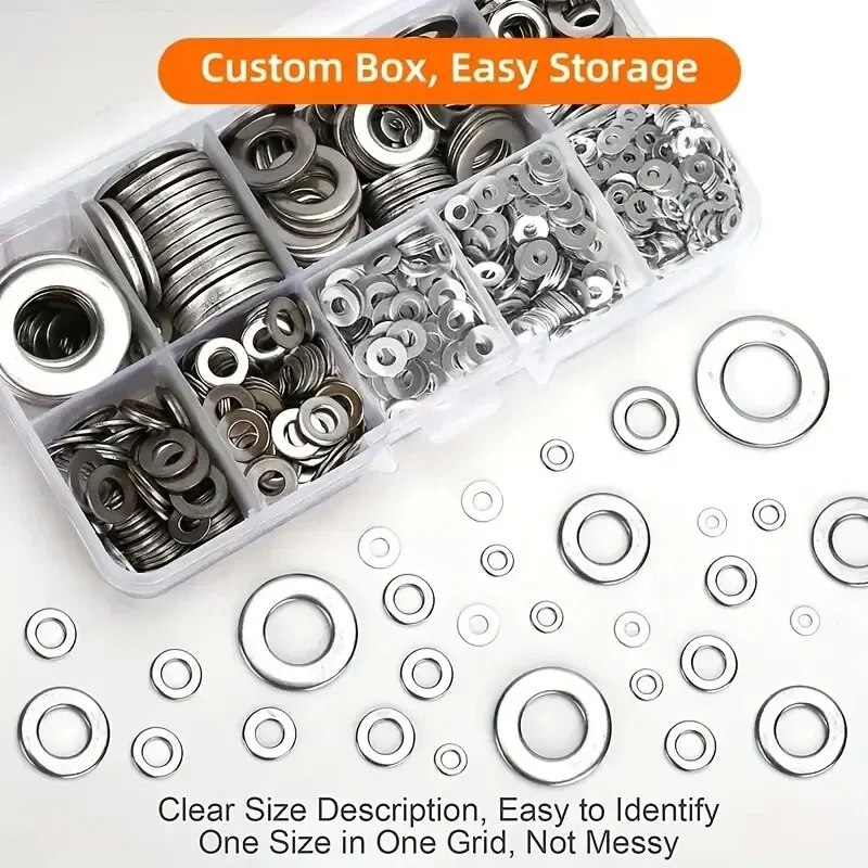Stainless Steel Washers 360pcs 304 Stainless Steel Flat Washers Set for Home Decor Factory Repair Kitchens Shops
