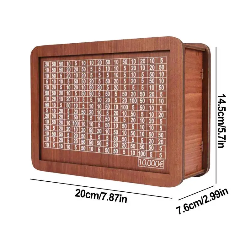 Wooden Money Box Cash Saving Money Bank Box For Adults Retro Reusable Wooden Money Box 10 000 Saving Challenge Wooden Money Jar 6