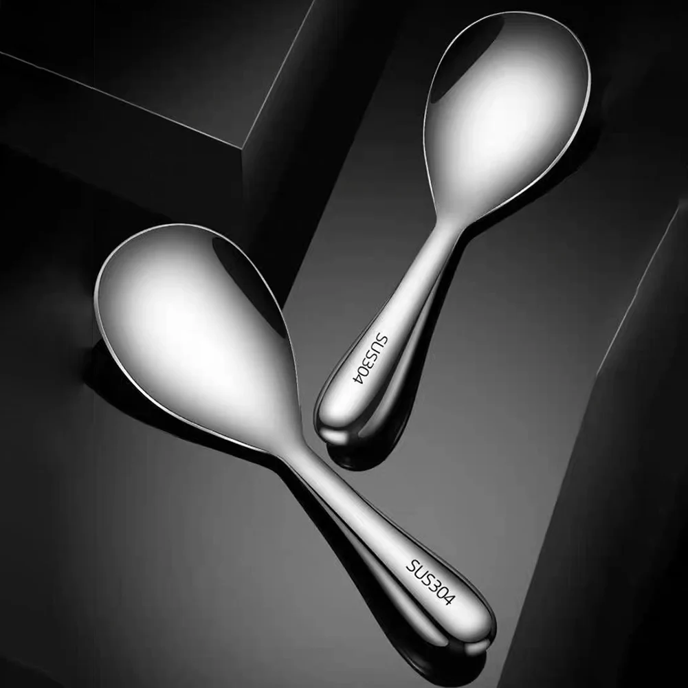 Rices Spoon Stainless Steel Serving Spoon Kitchen Non stick Rices Shovel Household Large Soup Split Meal For Dining Table stainless steel spoon