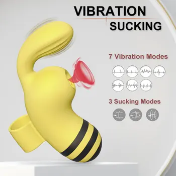 Clit G Spot Massager Vibrator Sucking Adult Sex Toys Female USB Charging 15 Modes Powerful Finger Gloves Vibrator 4