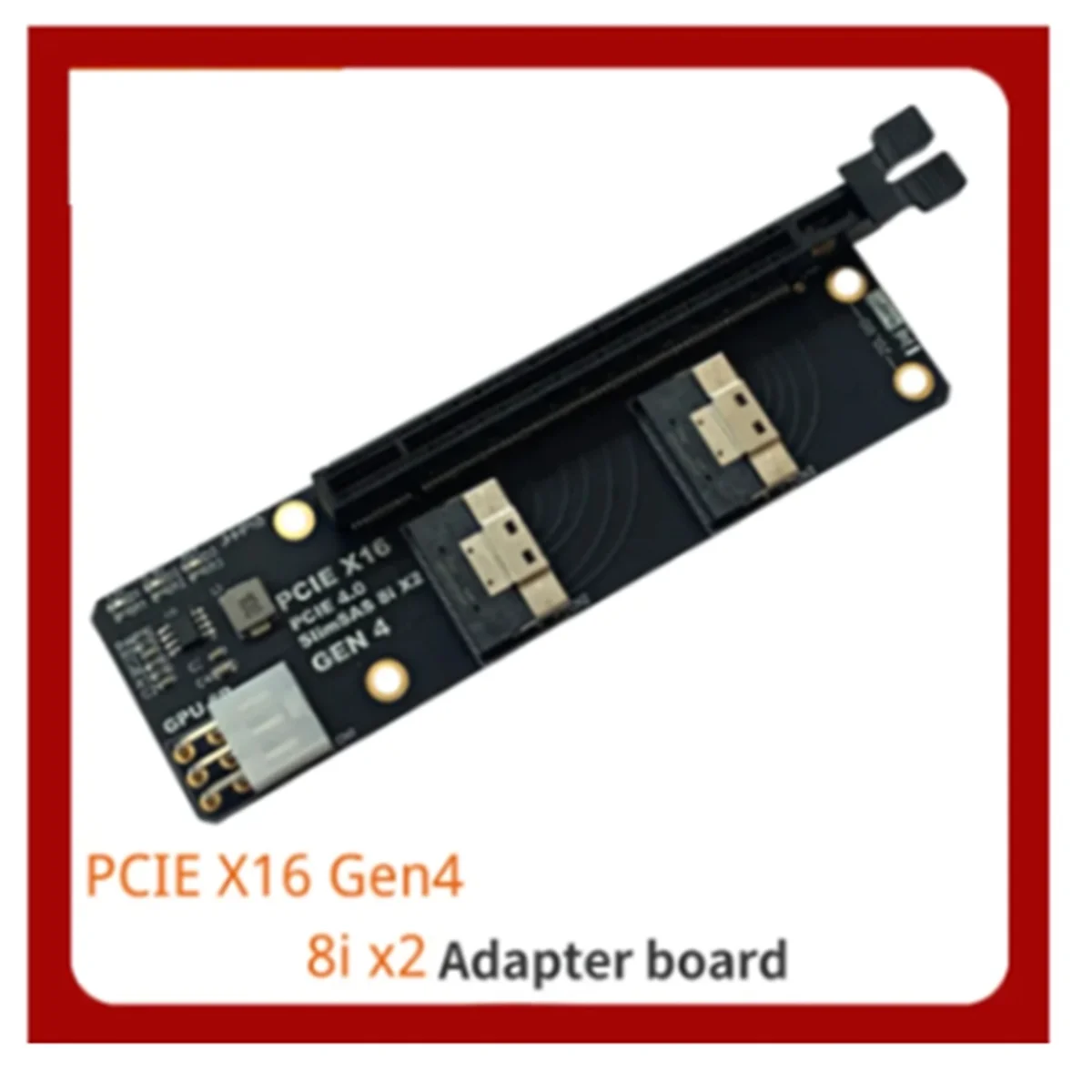 Gen4 2 Ports SlimSAS 8I X2 to PCIE 4.0 X16 Slot Adapter Board for Network Card Graphics Video Card Capture