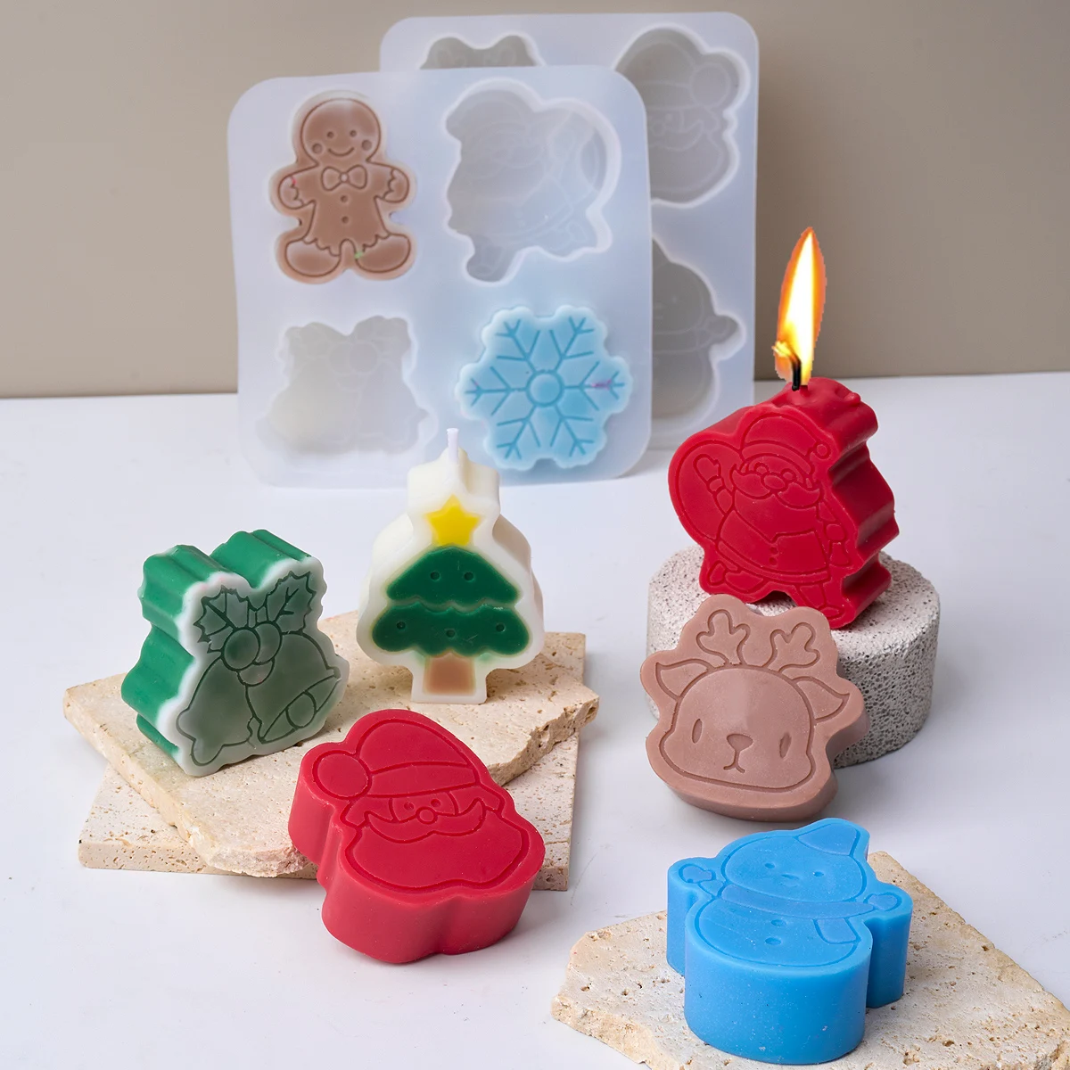 Stampi Per Candele In Silicone Ldabrye Stampo In Silicone Profumato A Forma Di Albero Di Natale, Decorazione Fai Da Te Per Stampi Silicone Fiori