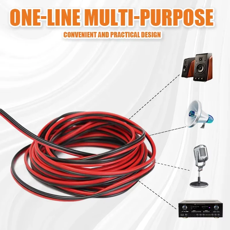 Premium Red and Black Speaker Cable - High-Performance Audio Core Wire with Tinned Copper (Available in 5m/10m Lengths)