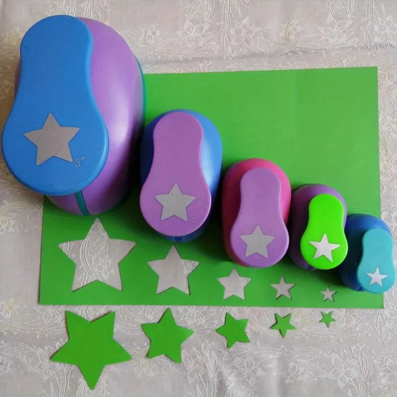 Scrapbook Punches 1PC Random Shell Color Star Shape Craft Hole Punch Paper Cutter Scrapbooking School Puncher Embossing Tool