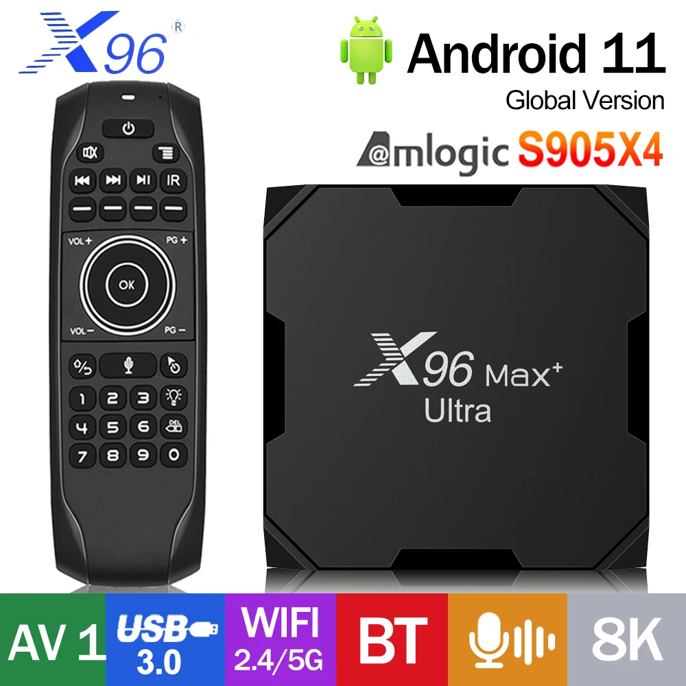 Приставка Смарт-ТВ X96 MAX Plus Ultra Android 11 0 8K Amlogic S905X4 4 ядра 2 ГГц/телефон Wi-Fi BT UHD X96MAXPlus