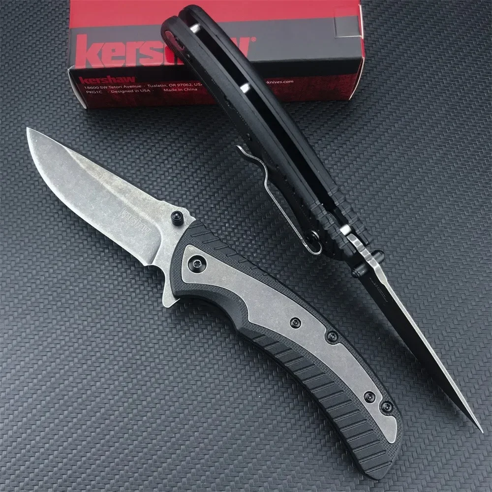 

Kershaw 1312BW Scrip Drop Point Assisted Opening Knife Outdoor Camping Hunting Self-defense EDC Fishing Pocket Folding Knives