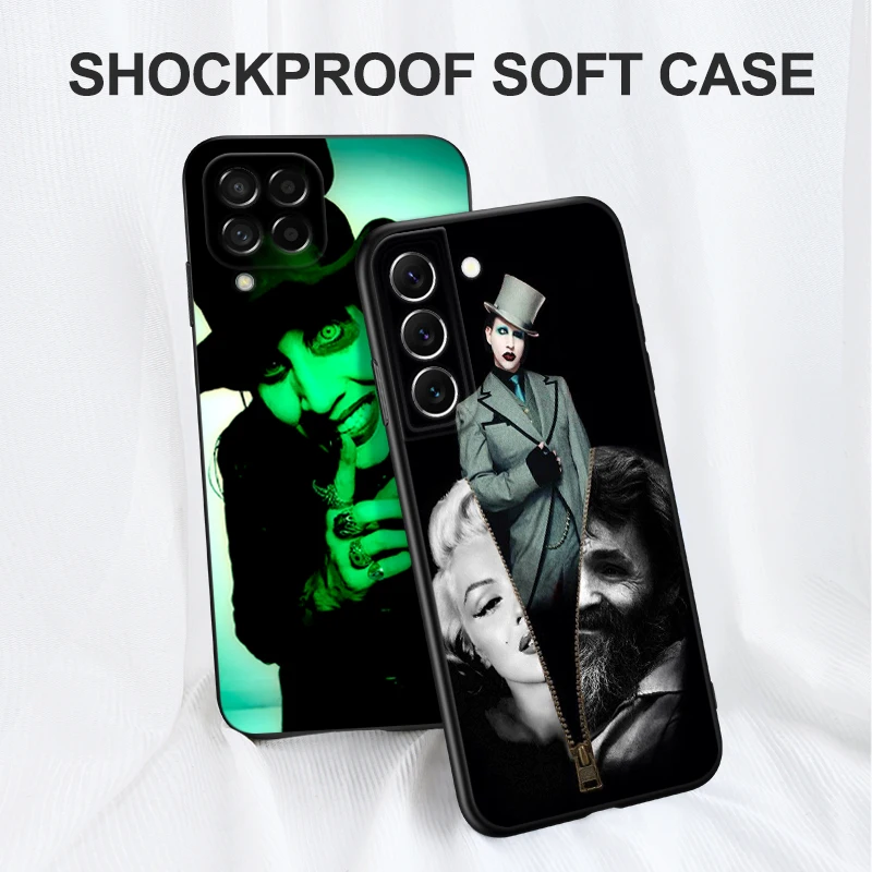 Black tpu case for iphone 14 13 12 11 mini pro MAX 5 5s se 2020 6 6s 7 8 plus x 10 XR XS cover Marilyn Manson