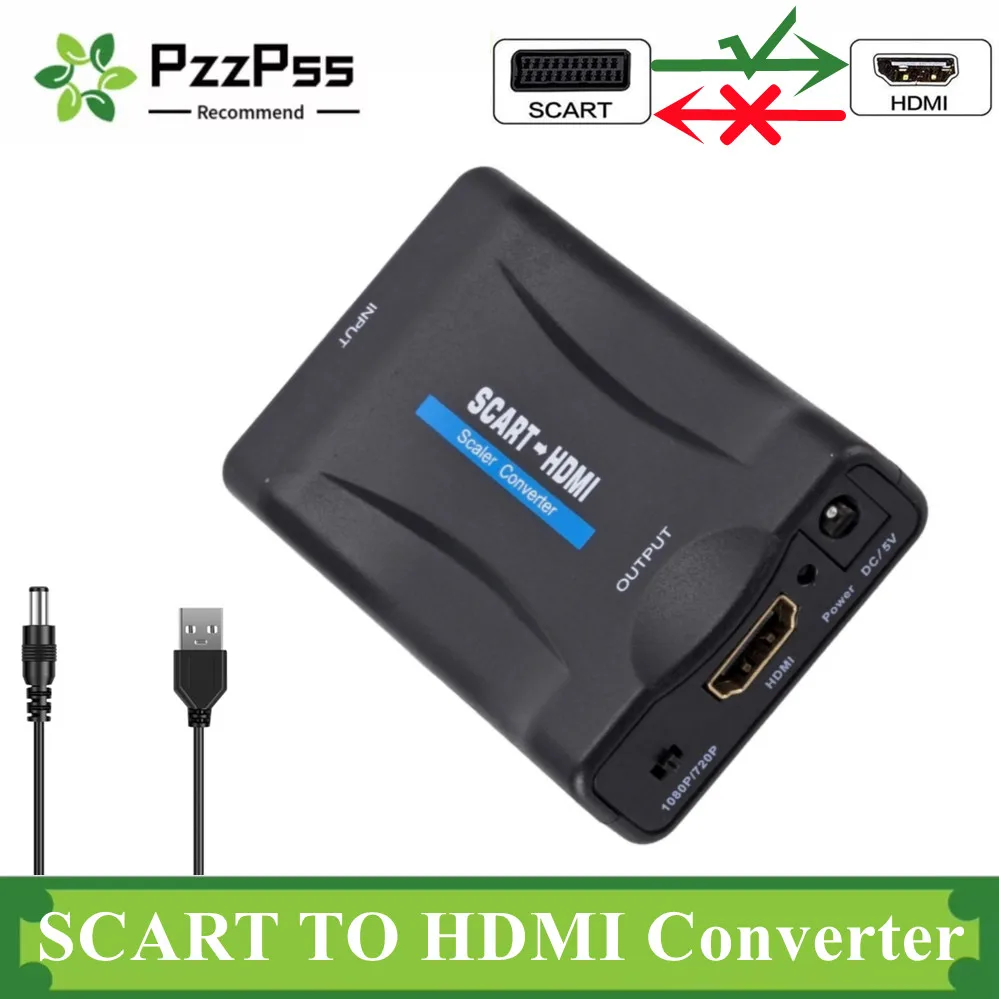 1080P SCART To HDMI-Compatible Video Audio Upscale Converter Adapter for HD TV D