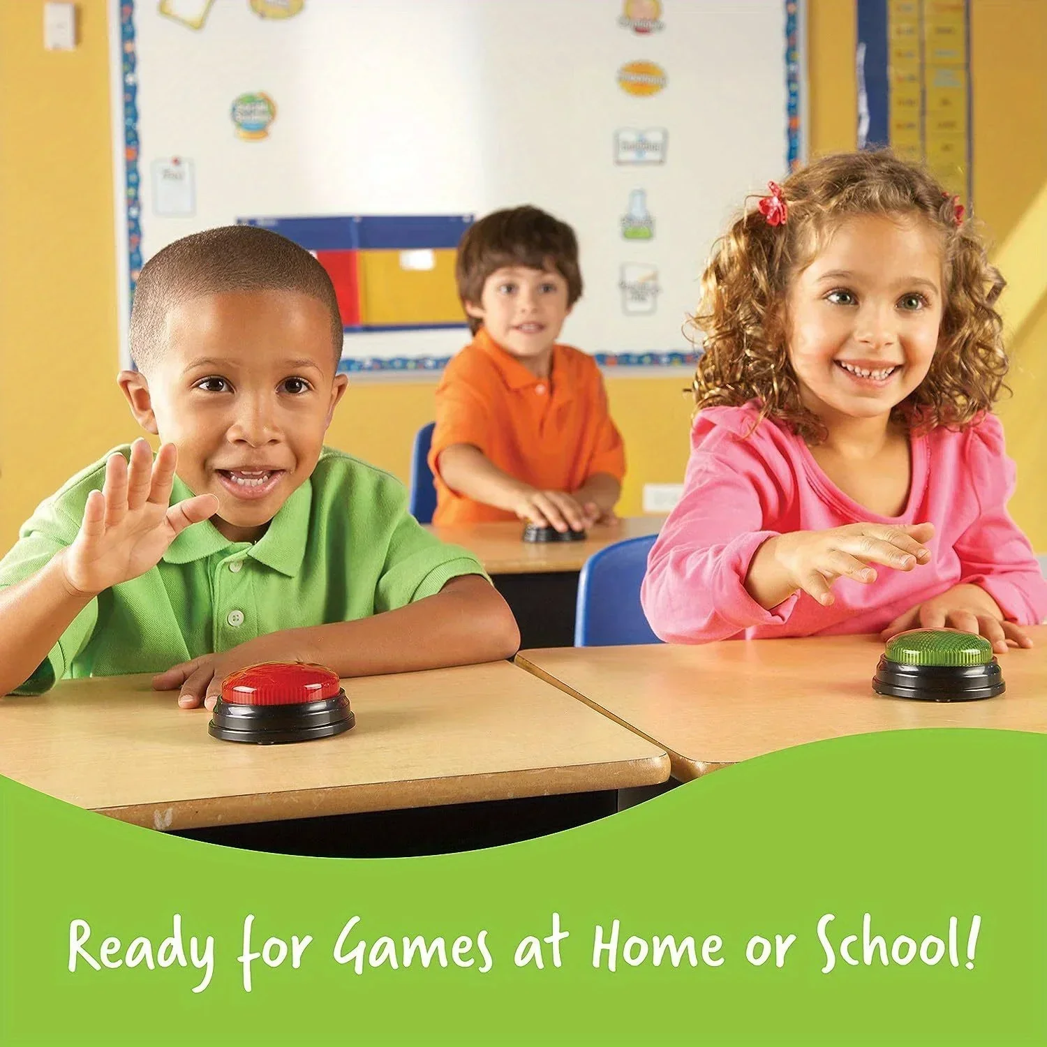 Learning Resources Answer Buzzers Toy Family Game Competition Quiz Buzzers Lights and Sounds Button Trivia Nights Kids