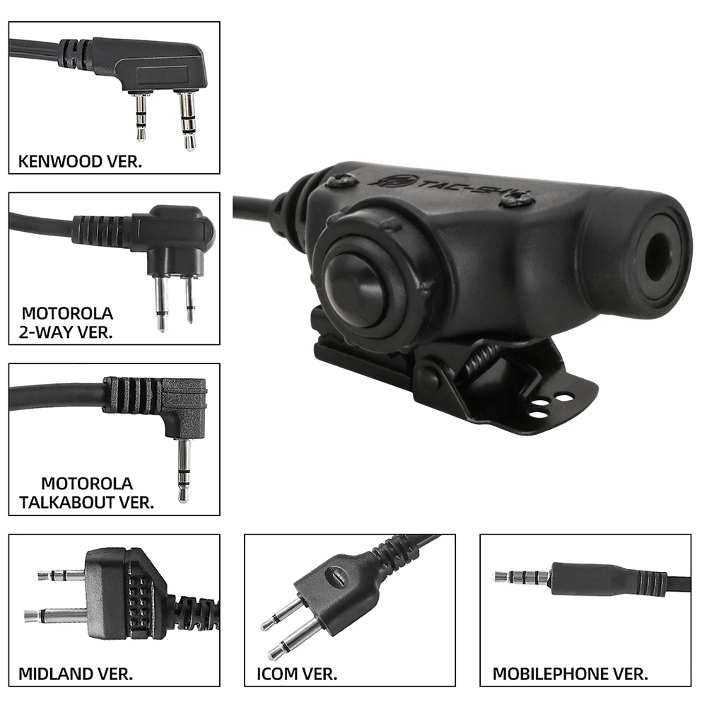 Tciheadset U94 V2 Ptt Tactical Headset Airsoft Shooting Adapter Plug Per Kenwood /Motorola 2- Way/Motorola/Icom/Midland/Phone