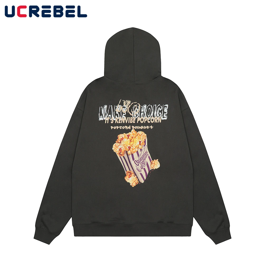 

Back Printed Hooded Sweatshirts Mens Streetwear Print Loose Long Sleeve Autumn Casual Hoodies Men
