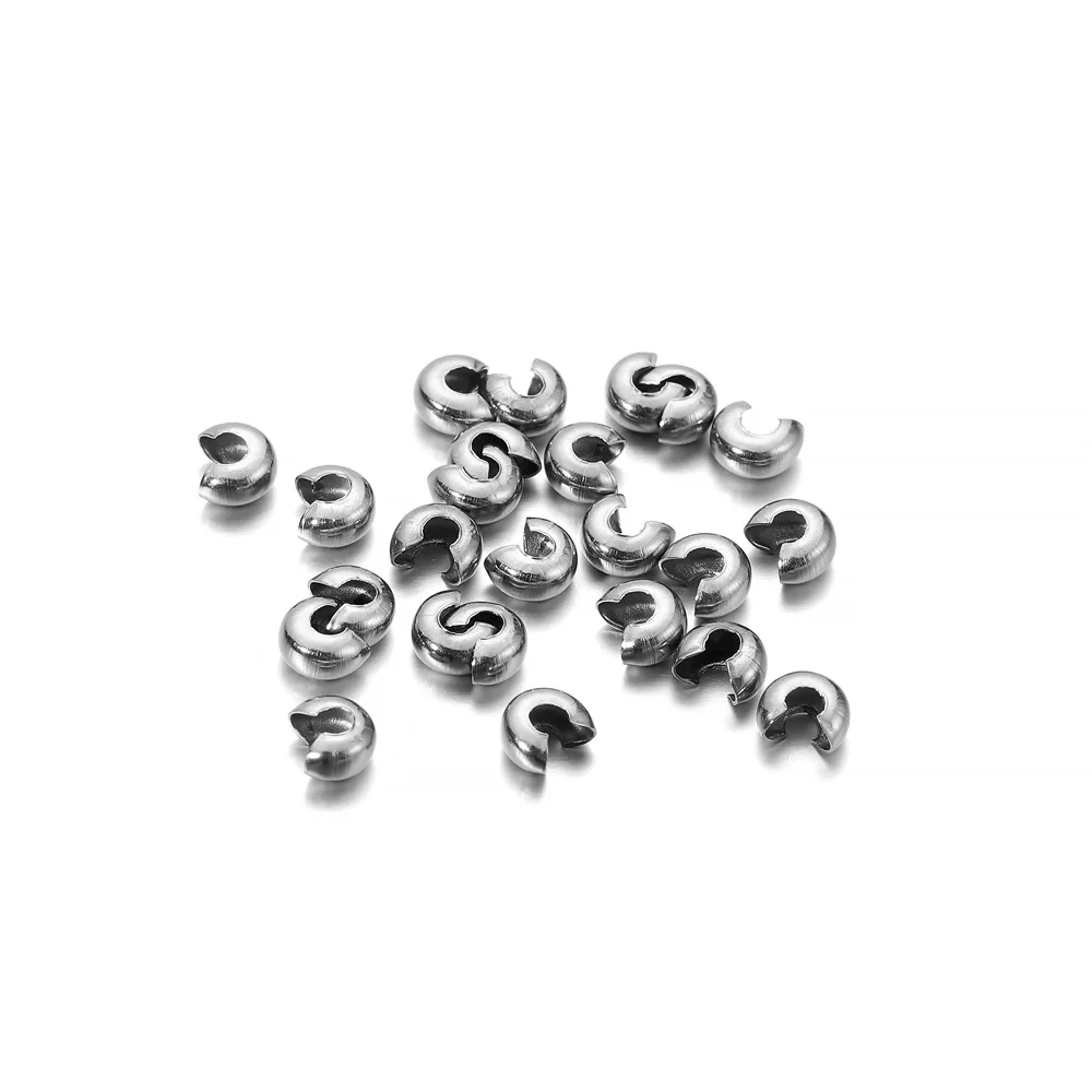 50Pcs Stainless Steel Round Covers Crimp End Beads Dia 3 4 5 mm Stopper Spacer Beads DIY Jewelry Making Supplies Accessories