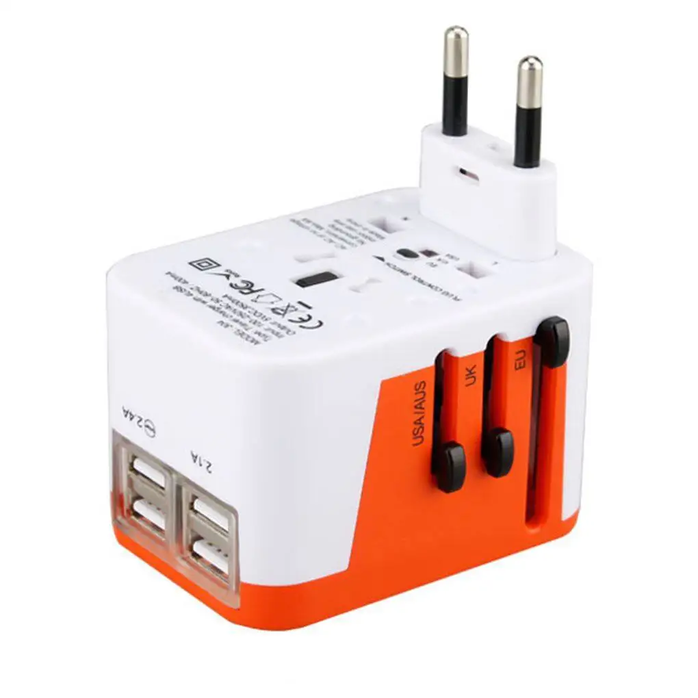 

4 USB Port All in One Universal International Plug Adapter World Travel AC Power Charger with AU US UK EU Plug