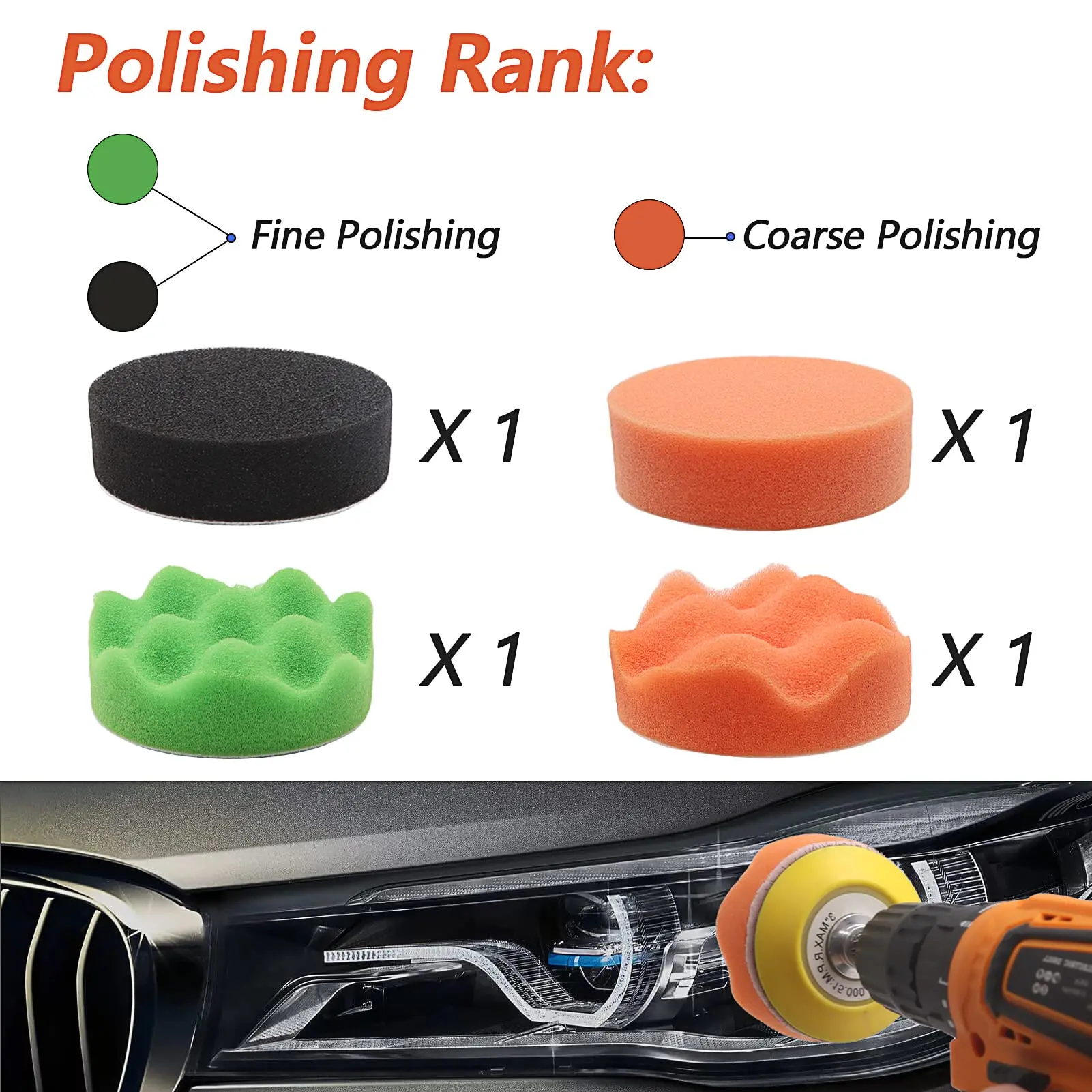 2-1/2 In. Polishing and Buffing Kit with 1/4 In. Shank, 4 Piece