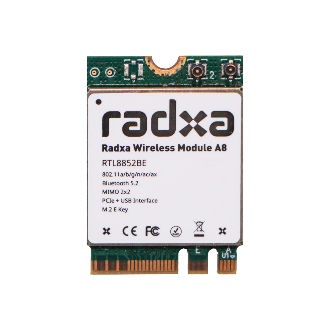 Wireless Module Radxa Wireless Module A8 WiFi 6 & BT 5.2 Dual Antenna Support M.2 E Key Interface