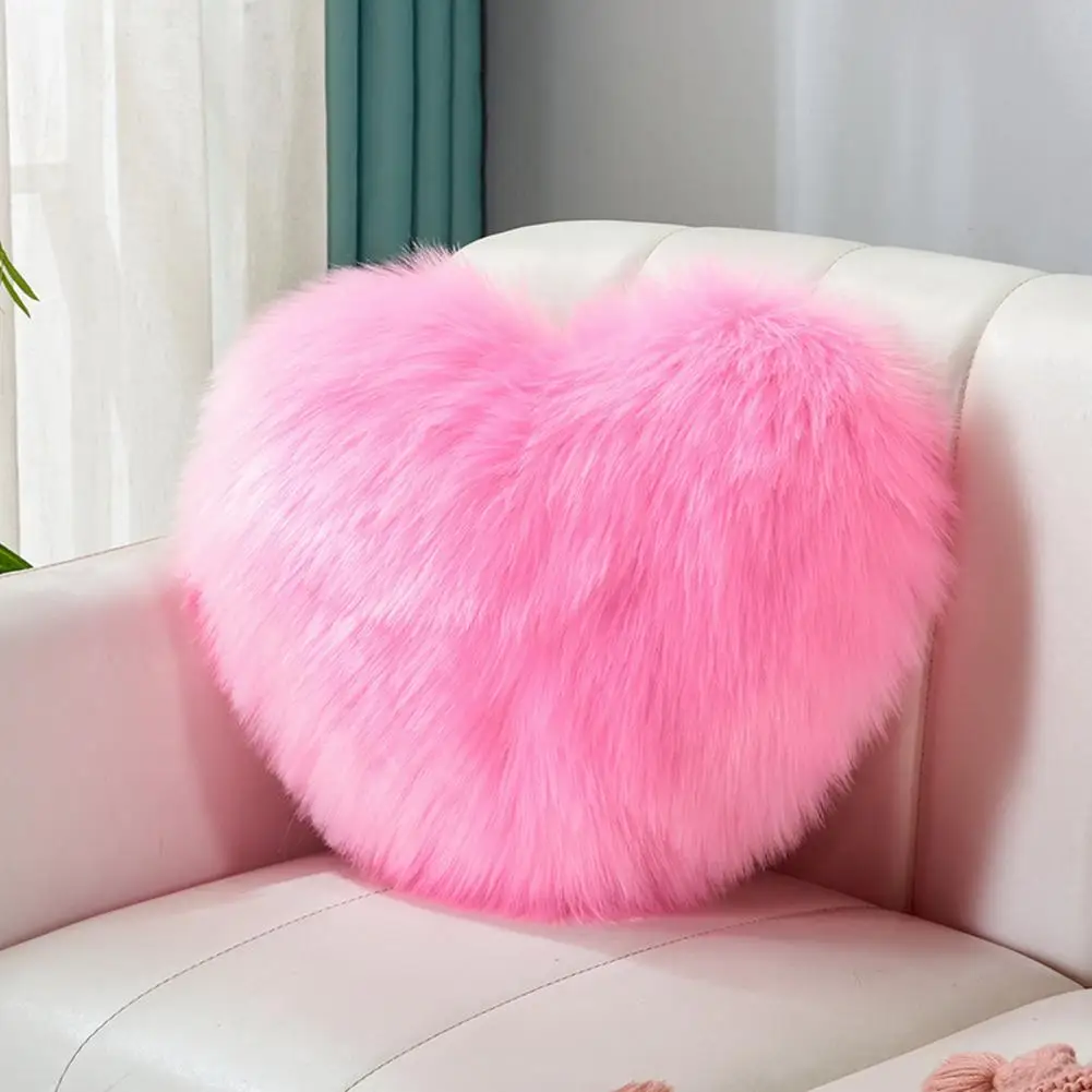 40cm PP Cotton Stuffed Heart Pillow Sofa Decorative Cushion Long Faux Fur Soft Sofa Pillow Cushion Gift Room Decorative Pillow 5