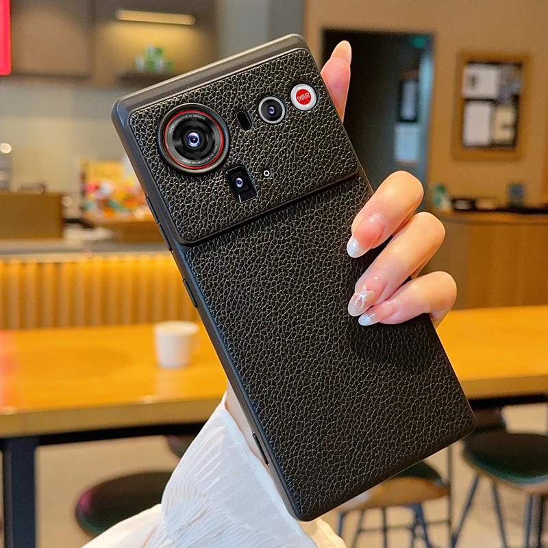 Premium Vegan Leather Lychee Texture Shockproof Case - Anti-Drop Hard Cover, Nubia Z80 Ultra
