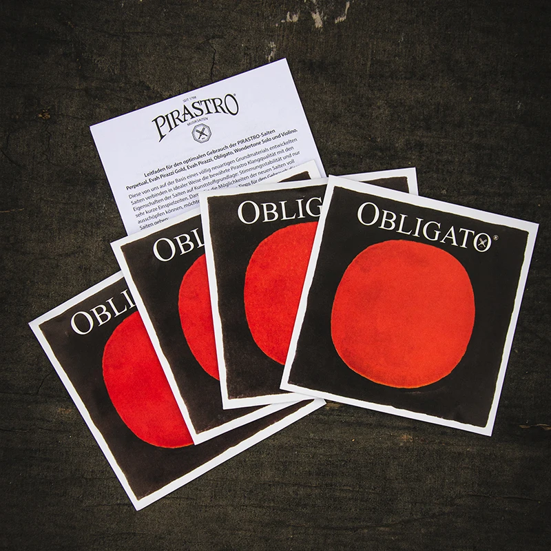 PIRASTRO Obligato Violin Strings Set E-A-D-G 4 Strings Synthetic Core E-gold/E-steel Medium Tension Ball End 4/4-1/2 Available