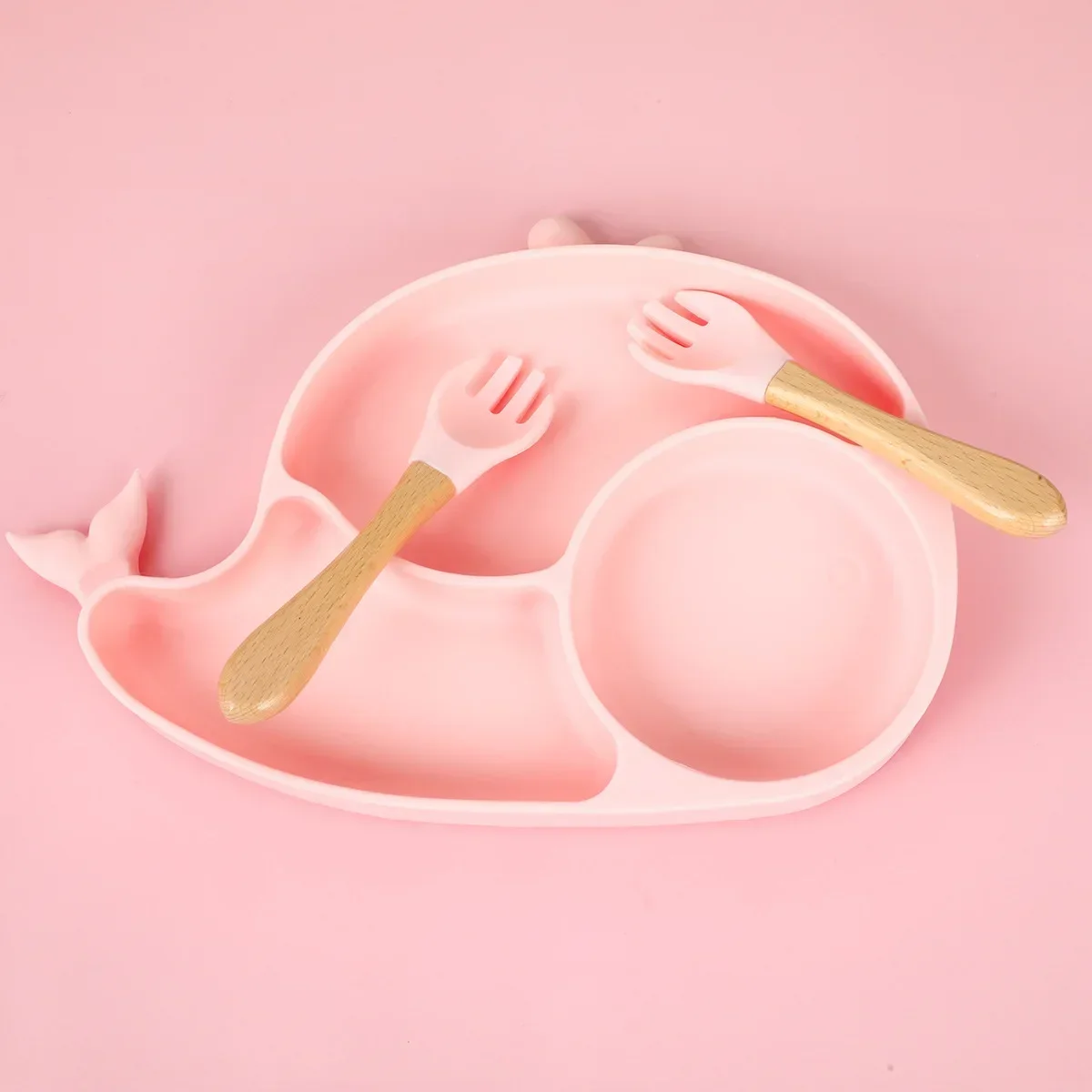 

Baby Dishes Silicone Plate Sucker Griddle Food-grade Baby Food Bowl Integrated Child Feeding Tableware Set